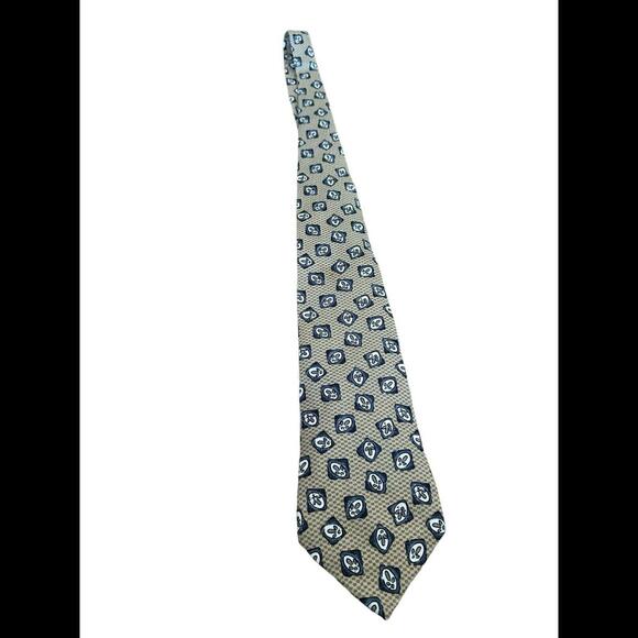 VTG Guess USA American Classics Necktie Geometric Gold 100% Silk Made In USA - Picture 1 of 2